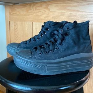 Converse Chuck Taylor all star monochrome black platform women’s shoes